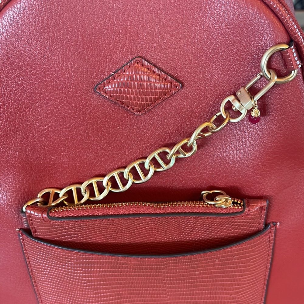 Red Faux Leather Women's Mini Backpack Purse - Picture 2 of 6